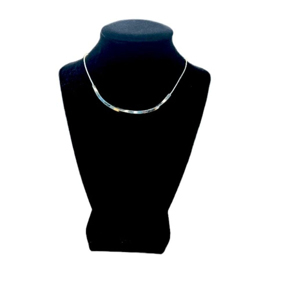Silver Bar Chain Choker Necklace